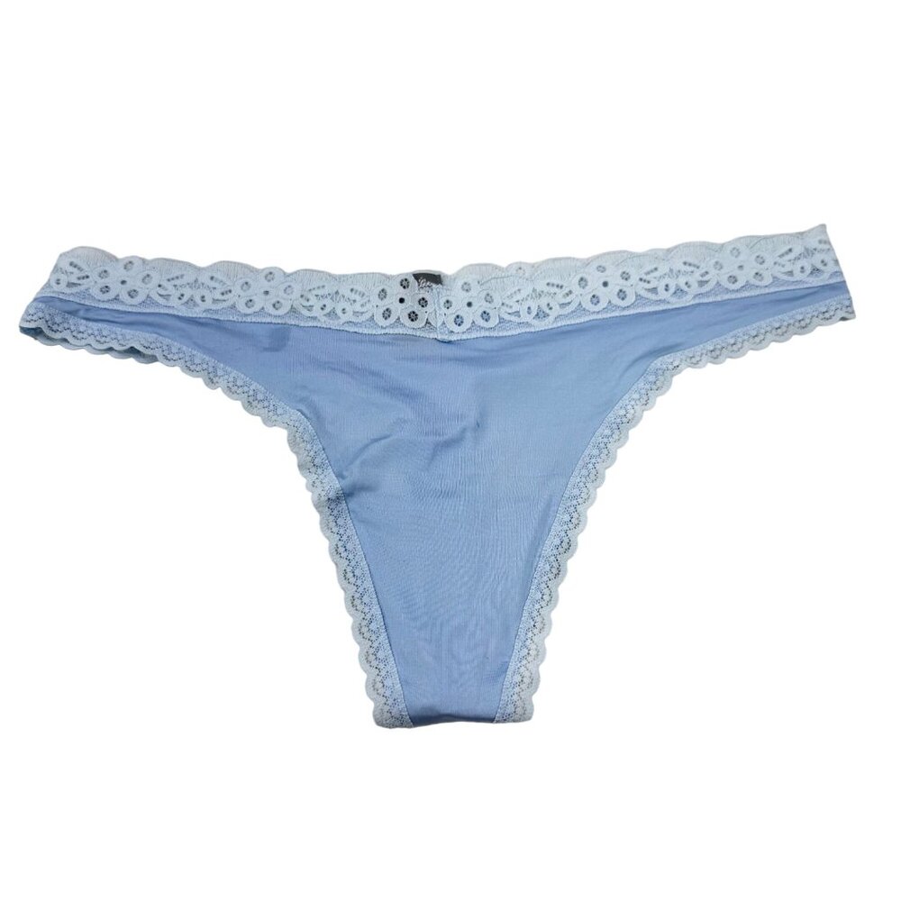 Aerie Women's Size XL Panty Thong Tonga Blue White Lace New Without Tags